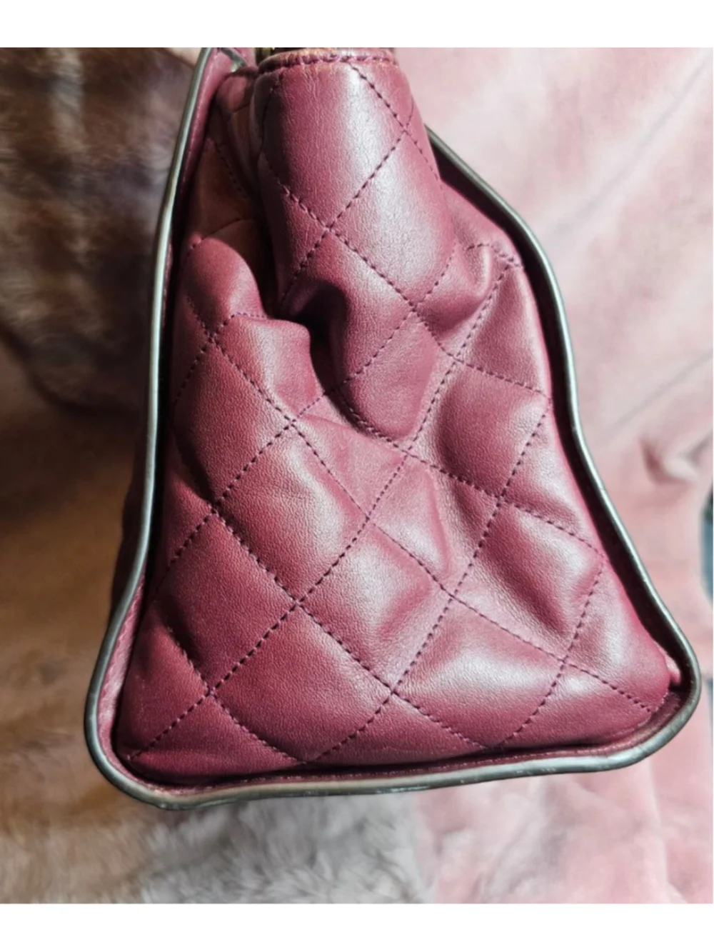 Michael Kors Burgundy Quilted Leather Satchel - Picture 5 of 8